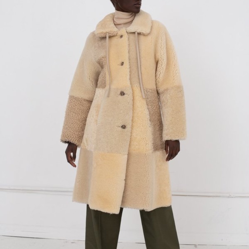 MILENA SILVANO Patchwork Sheepskin Coat - Medium - NEW with tags!